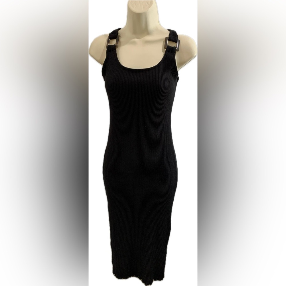 NWT Derek Heart Woman's Sleeveless Bodycon Midi dress Size Large Black‎